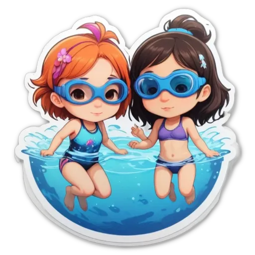 Two girls in blue bathing suits are floating on a pool.