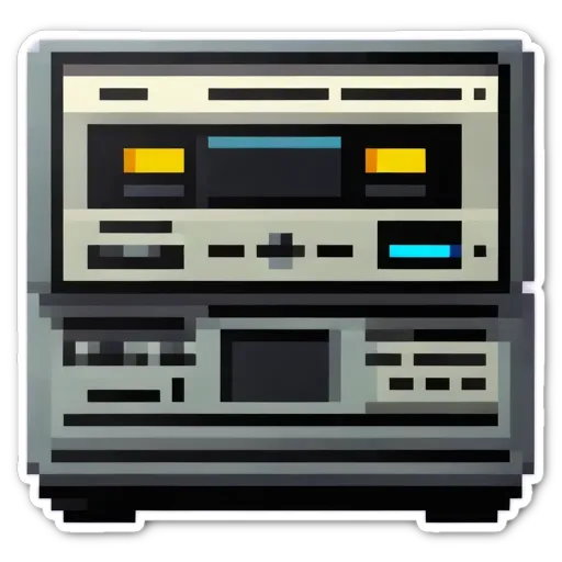 a old school tape player with black and white color scheme.