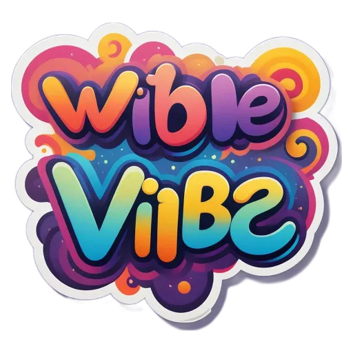 A sticker of the word vibe that is colorful.