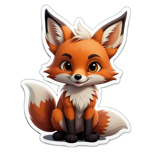 A cartoon image of a fox that is sticker'd.