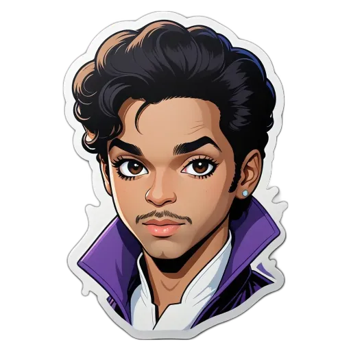 A cartoonish drawing of Prince with his face showing.