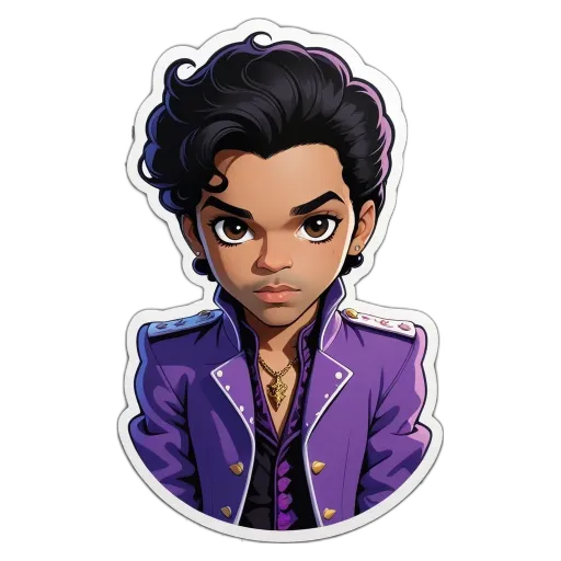 A cartoon picture of Prince with his head turned.