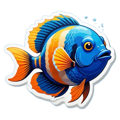 A colorful fish with a black background.
