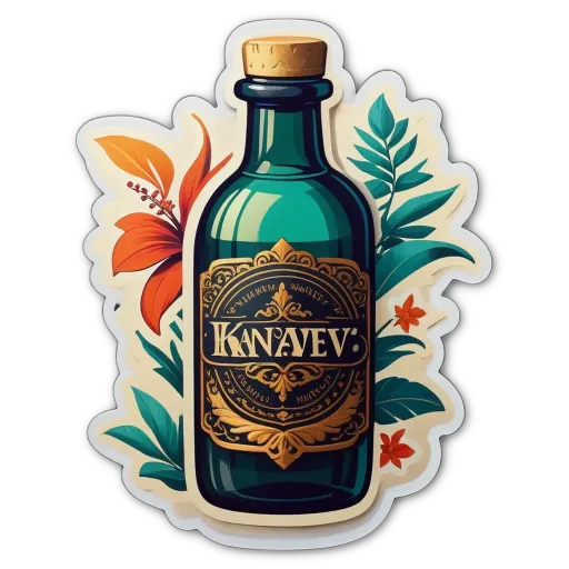 A colorful bottle with a label that says Kanavev.