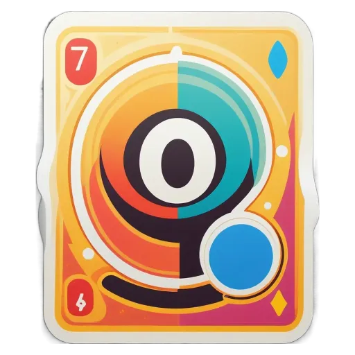 A colorful card with a large O in the center of it.