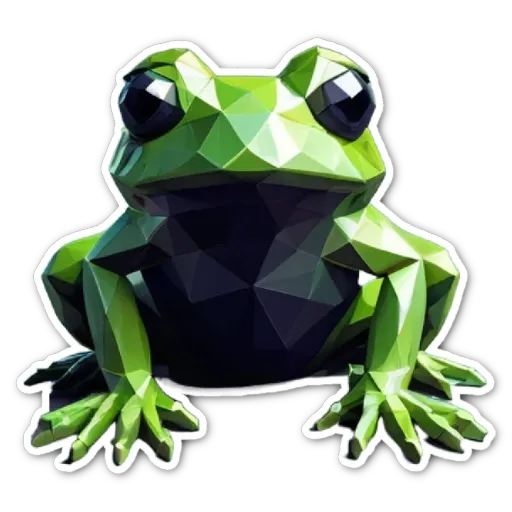 A frog in a sticker in black and green colors.