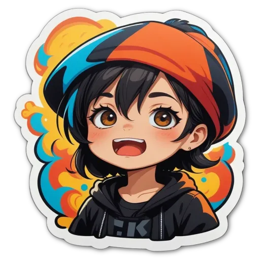 A girl wearing a hat with two colors on it is smiling.