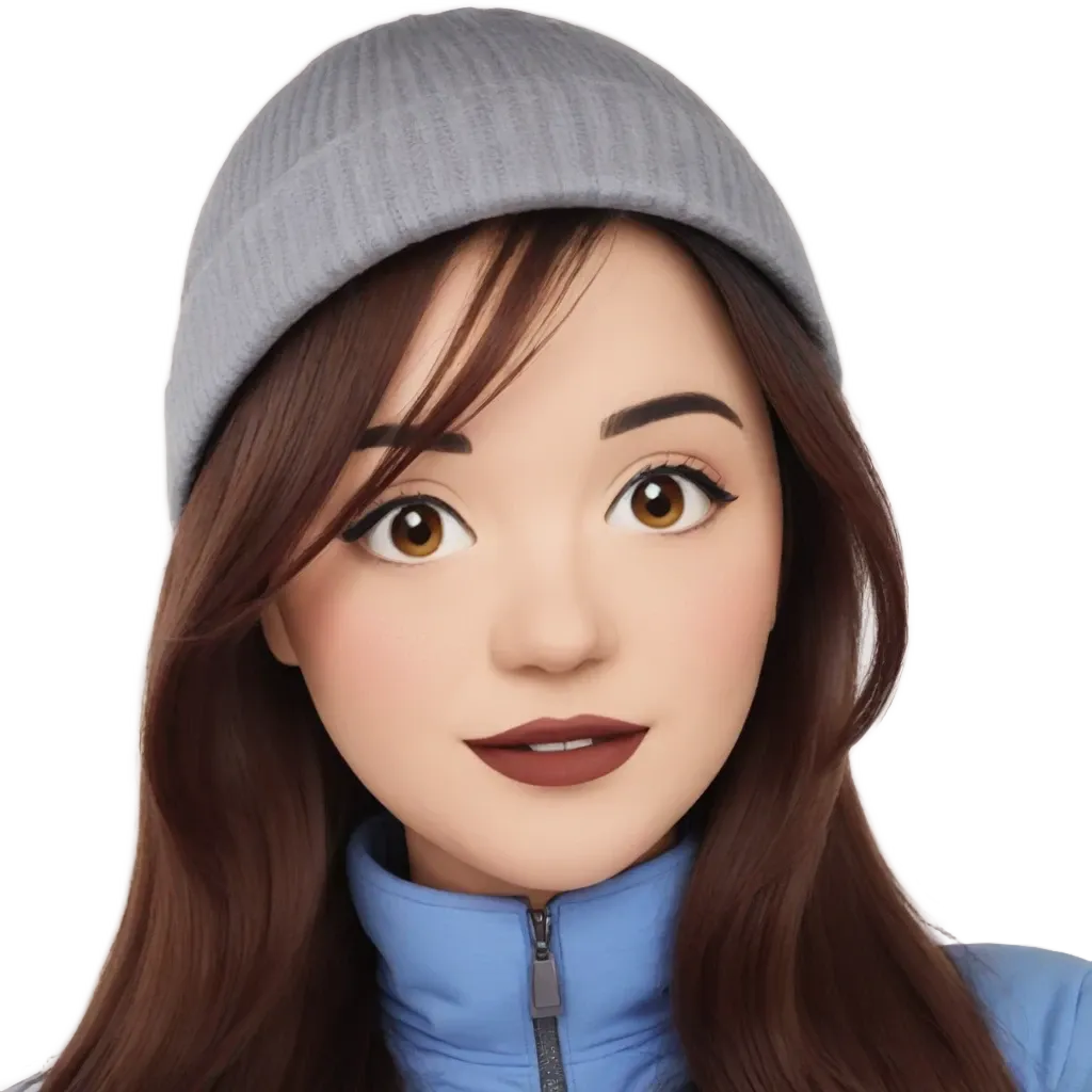 A gray knit hat and lipstick on a girl.