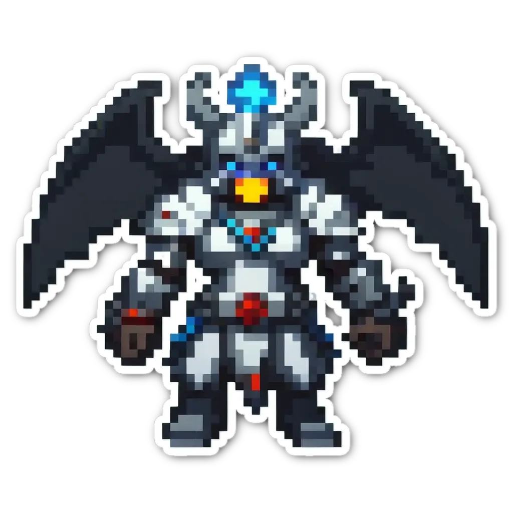 An image of a character that is pixelated and has three eyes.