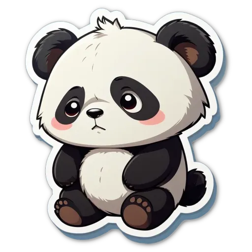 A cute panda bear sticker with black and white coloring.
