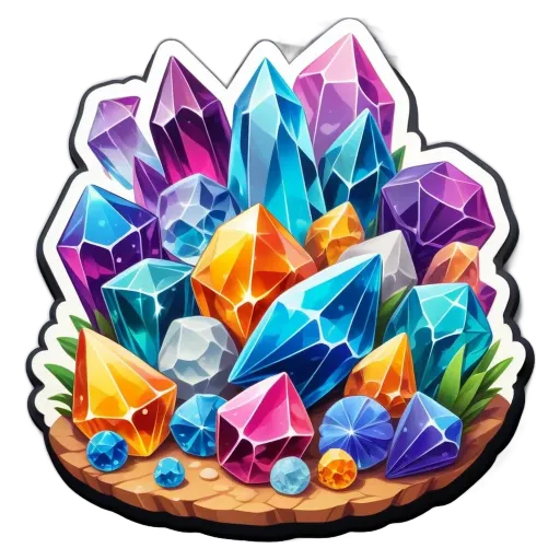 A colorful sticker of minerals and gemstones.