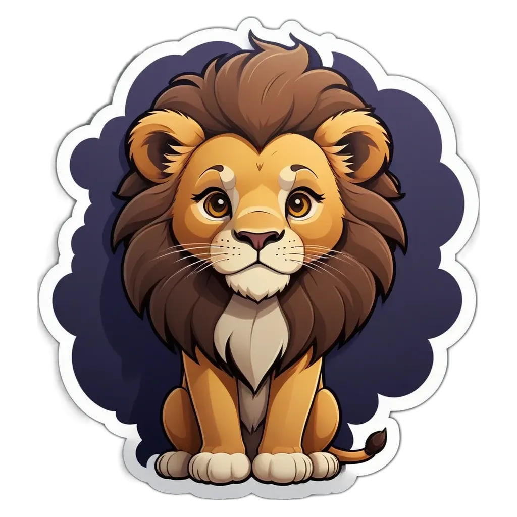 A lion with a black nose and yellow mane.