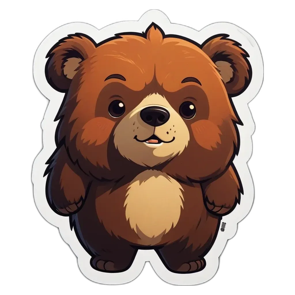 A sticker of a bear with a black background.