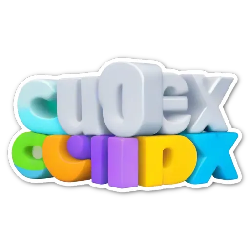 A sticker of the word "cubexquisite" in color.
