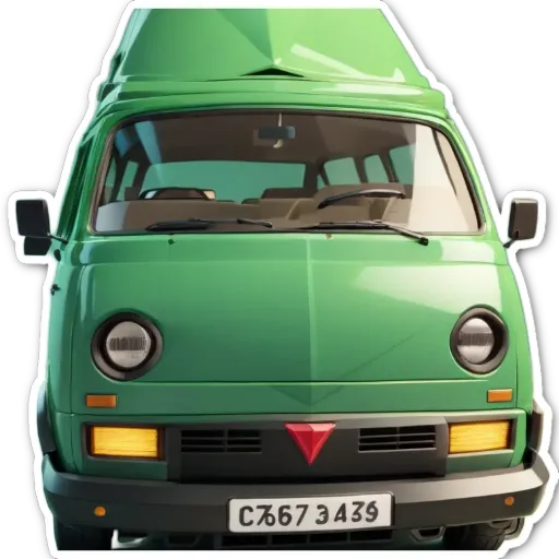 A green van with a license plate that reads C56 3743.