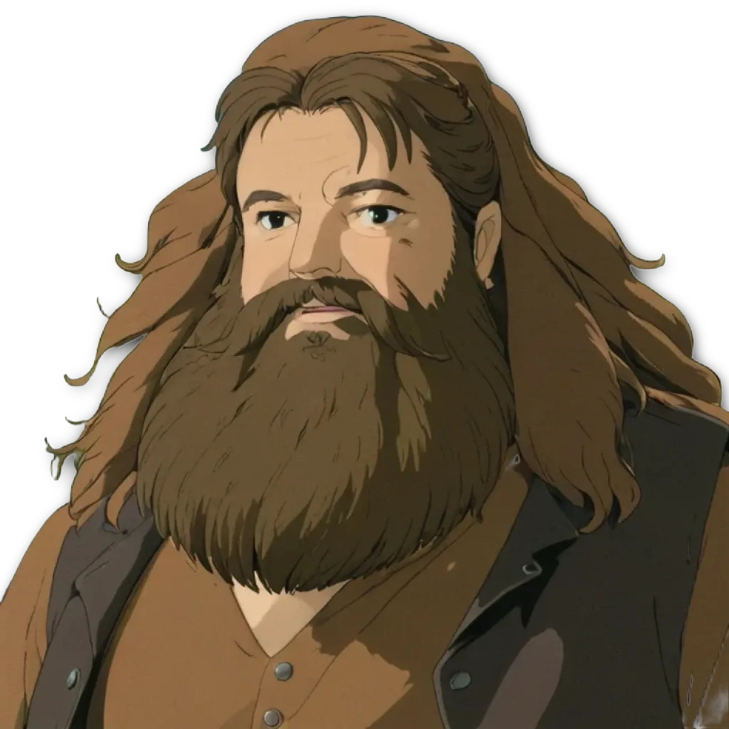 A cartoonish drawing of a man with a beard and mustache.