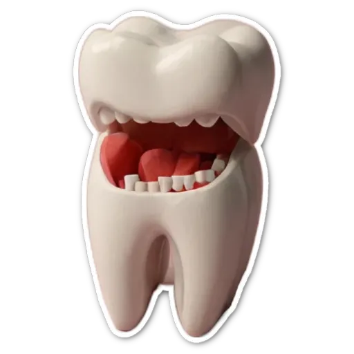 A white tooth in a model of a mouth.