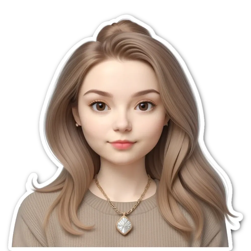 A girl with long hair wearing a gold necklace.