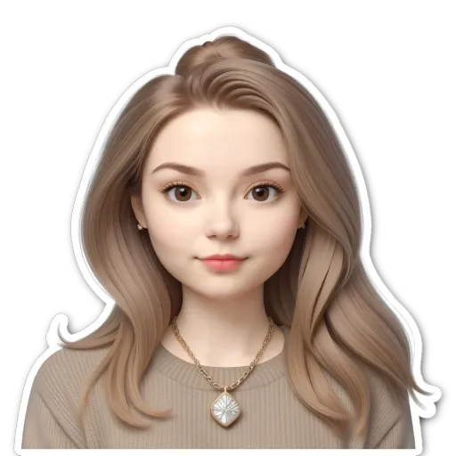 A girl with long hair wearing a gold necklace.