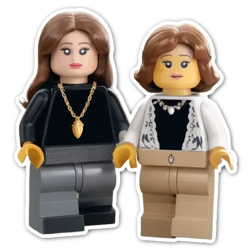 Two legos of women with gold necklaces and bracelets.