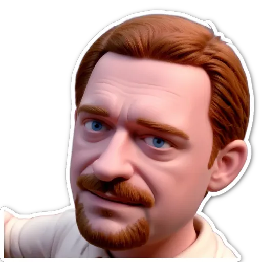 A sticker of a man's face with a mustache.