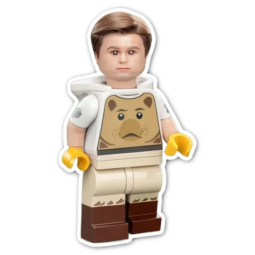 A lego figure with a bear shirt and boots.