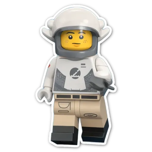 A lego person on a black background.