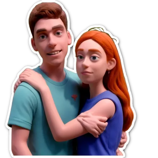 A boy and girl posing for a picture.