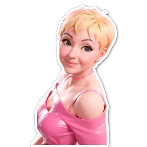 A girl with a pink dress is looking at the camera.