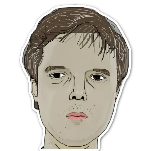 A very detailed and crude sketch of a man's face.