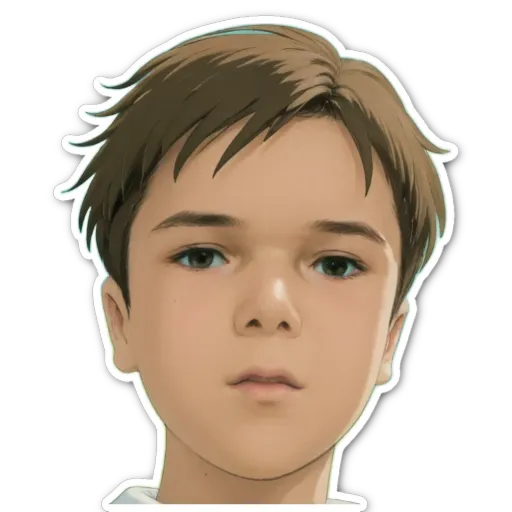 A boy's face as seen in a picture sticker.