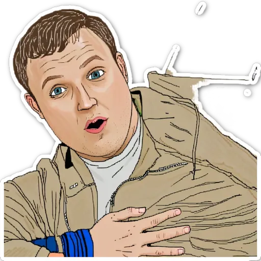 A drawing of a man with his back to the camera.