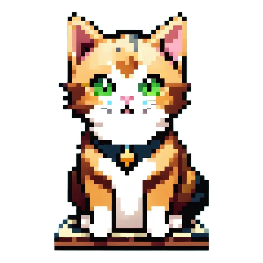 A cat sticker in a black background.