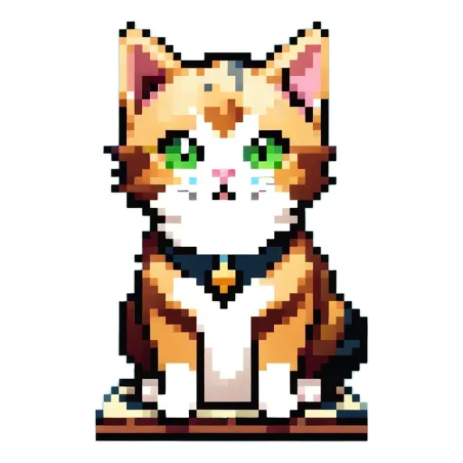 A cat sticker in a black background.