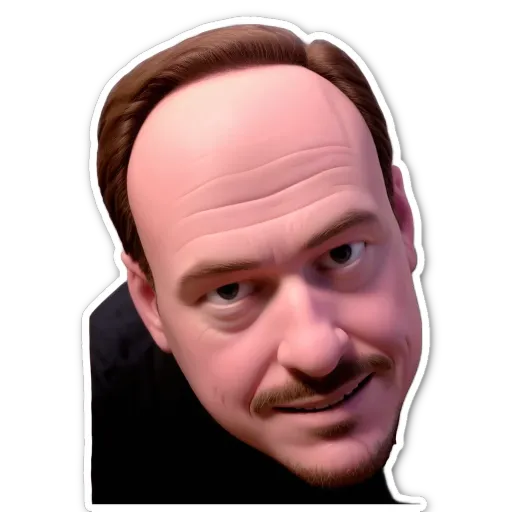A sticker of a man's face with a mustache.