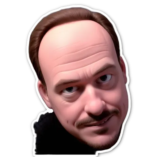 A sticker of a man's face with a mustache.