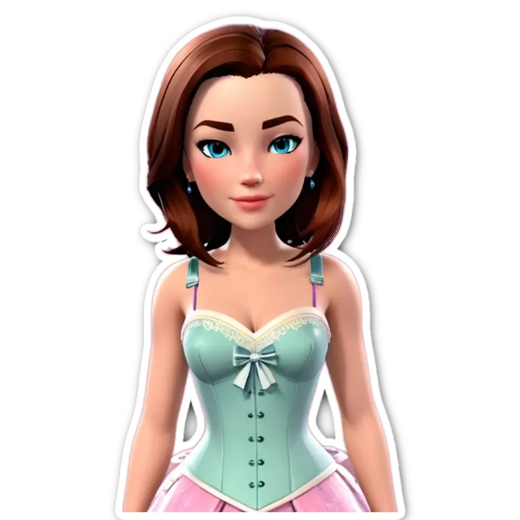 A girl with a bow in her hair is wearing a blue dress.