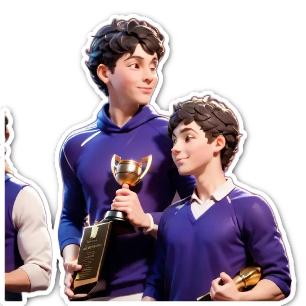 Three people are standing next to each other and holding trophies.