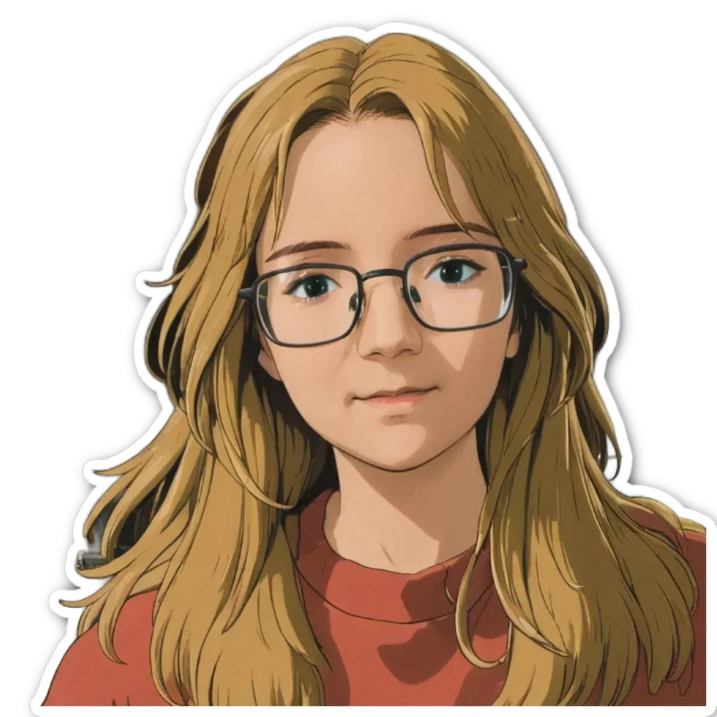 A girl wearing glasses and a red shirt.