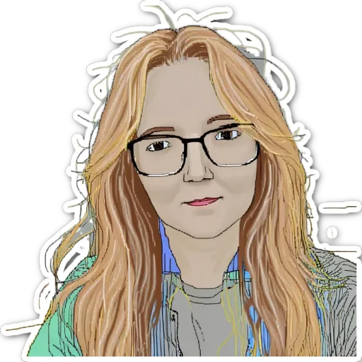 A woman wearing glasses is staring at the camera.