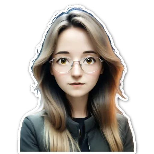 A girl wearing glasses that is on a black background.