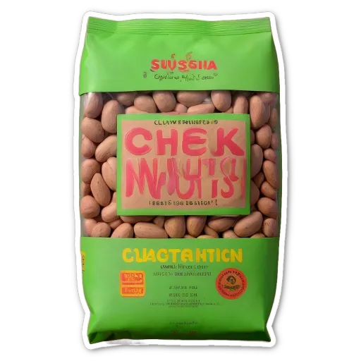 A bag of chek nuts clacation written on it.