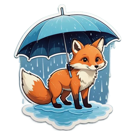 A cartoon image of a fox holding an umbrella.