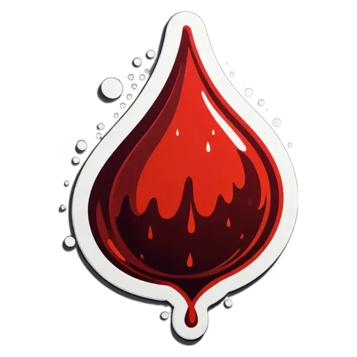 A very brief description of a drop of blood with a black background.