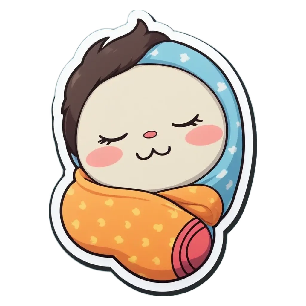 A cute baby sticker that is lit up with a smile.