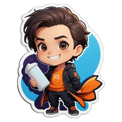 A boy in a cartoon character drinking from a cup.