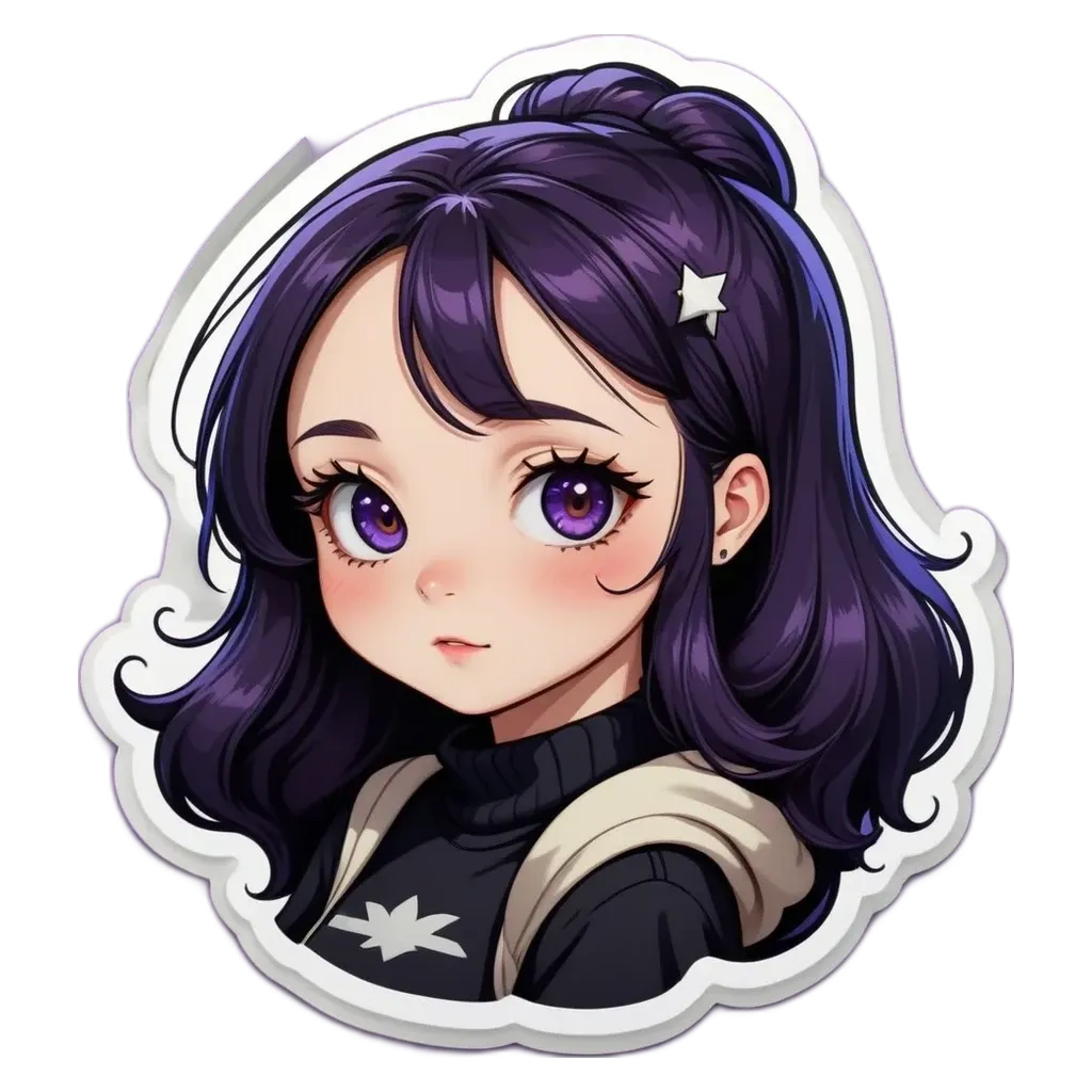 A sticker of a girl with a star in her hair.