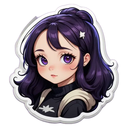 A sticker of a girl with a star in her hair.