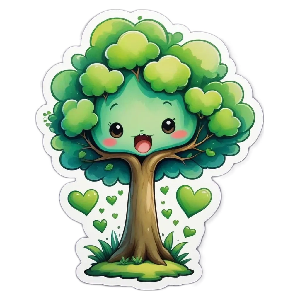 A tree sticker with a heart in its tree trunk.