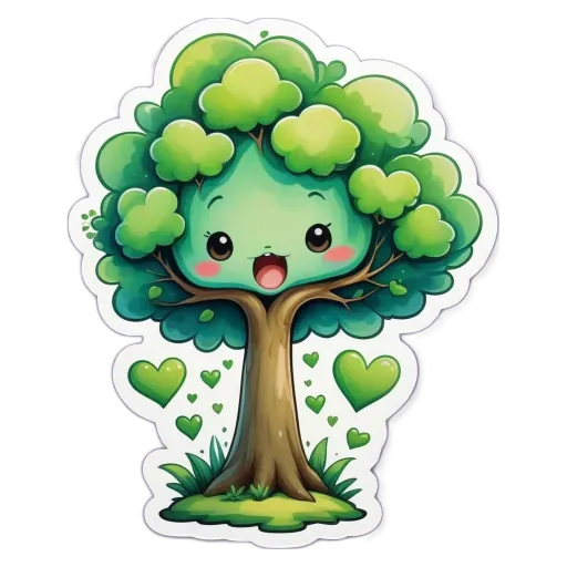 A tree sticker with a heart in its tree trunk.